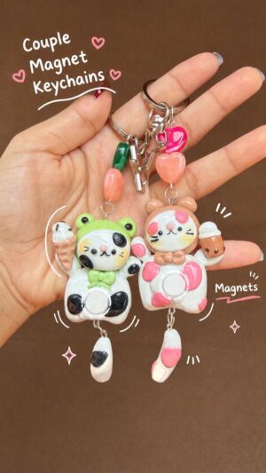 Kitty Couple Magnet Keychains