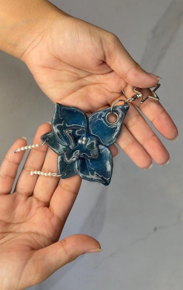 Midnight Blue Orchid Bag Charm